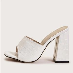 Croc white mules